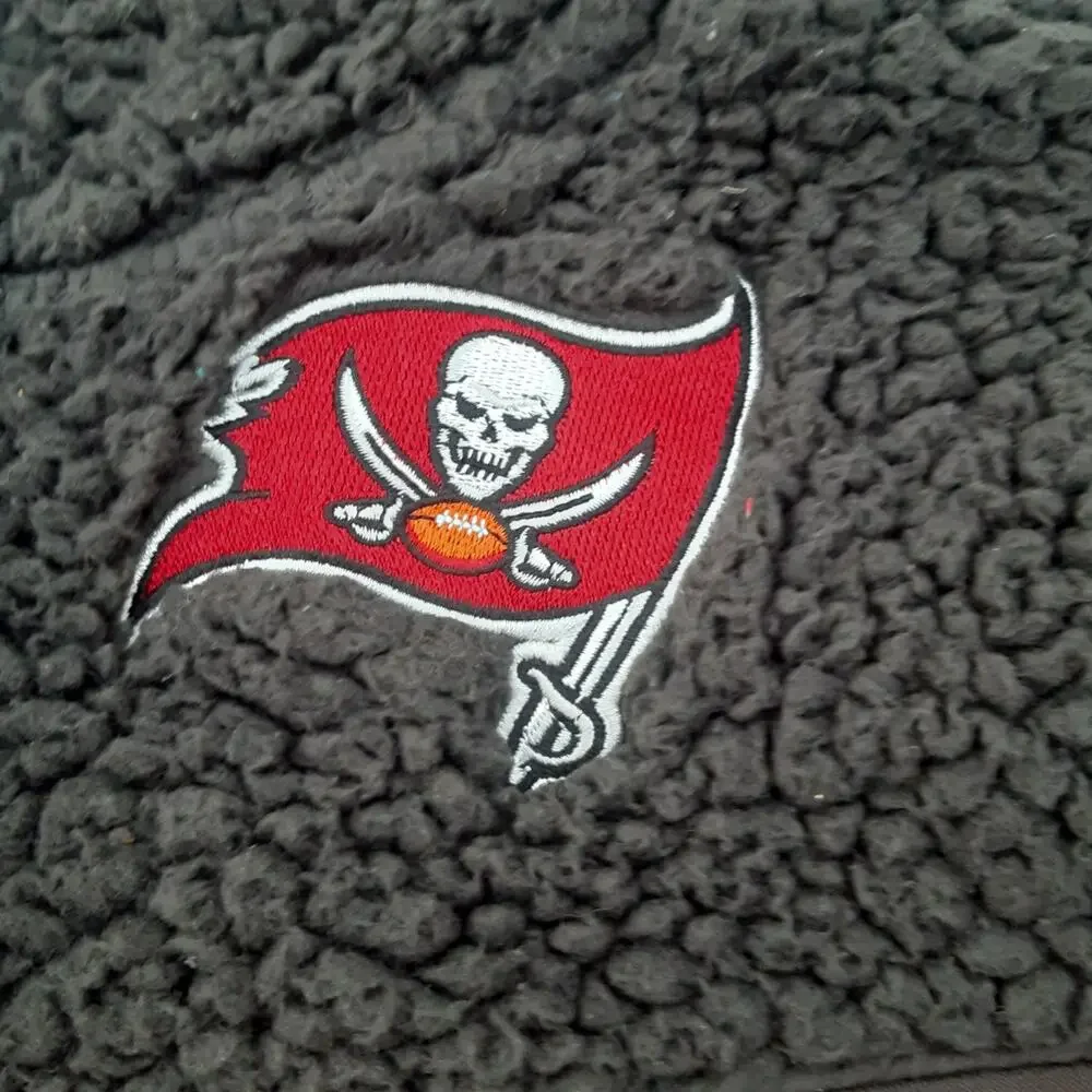 Buccaneers Youth L Sherpa Hoodie Sweatshirt 1/4 Zip Gray NFL Team Apparel